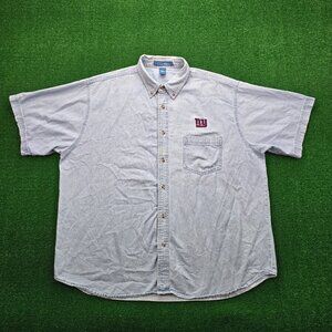 New York Giants Shirt Mens 2XL Denim Button Up Vintage NFL Football‎ Sports